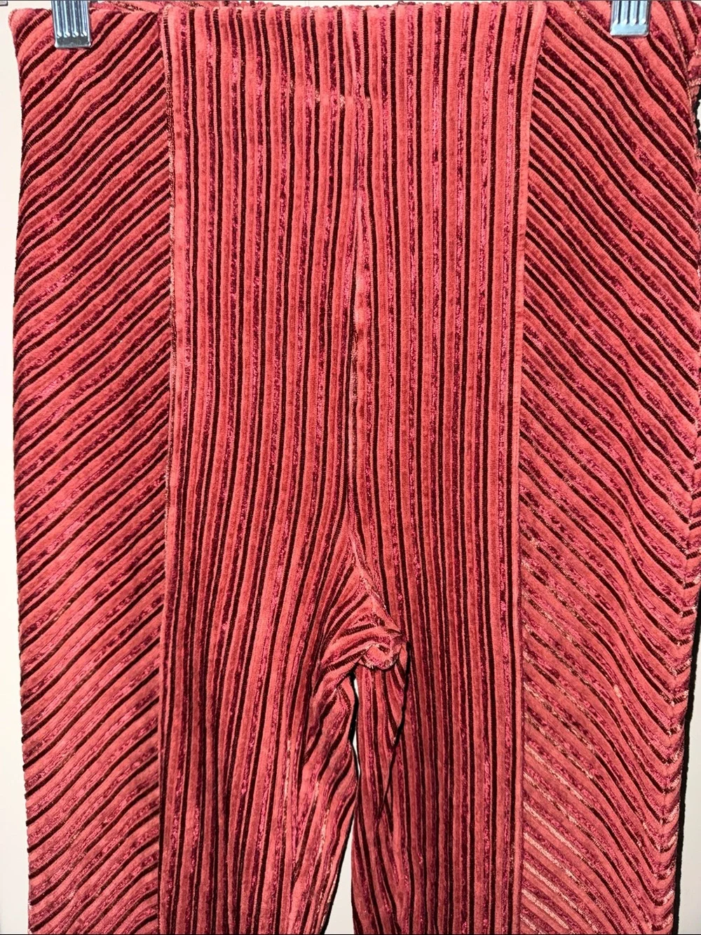 Free People Ribbed Velvet Pants in Deep Red